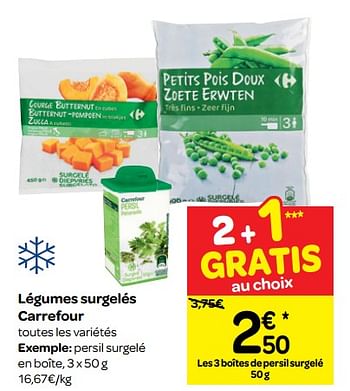 Promoties Persil surgelé en boîte - Huismerk - Carrefour  - Geldig van 07/11/2018 tot 18/11/2018 bij Carrefour