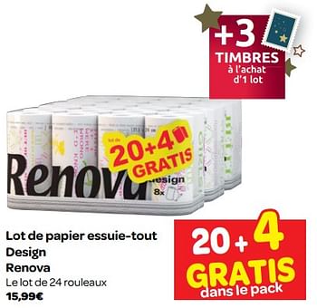 Promotions Lot de papier essuie-tout design - Renova - Valide de 07/11/2018 à 18/11/2018 chez Carrefour