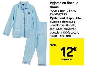Promotions Pyjama en flanelle dame - Produit maison - Carrefour  - Valide de 07/11/2018 à 18/11/2018 chez Carrefour