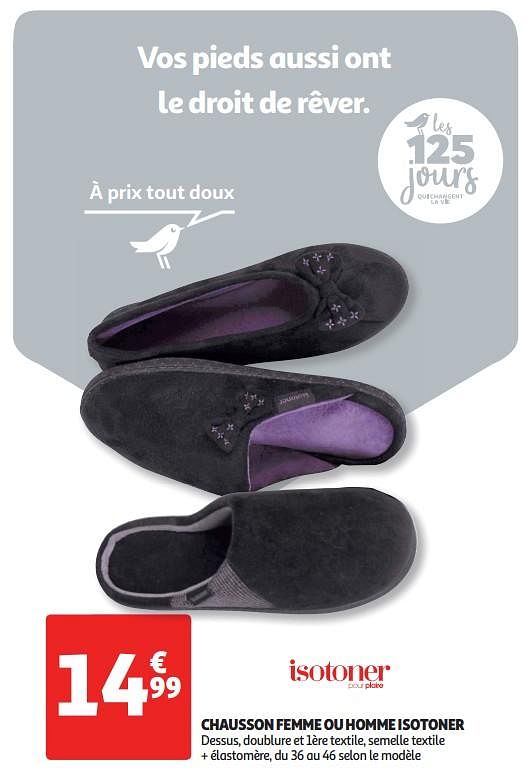 chausson isotoner homme auchan