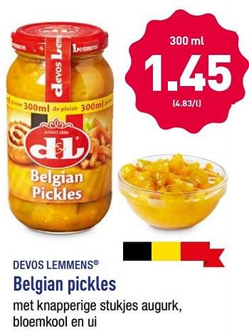 Promoties Belgian pickles - Devos Lemmens - Geldig van 12/11/2018 tot 17/11/2018 bij Aldi