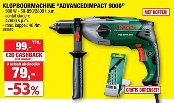 Promotions Bosch klopboormachine advancedimpact 9000 - Bosch - Valide de 07/11/2018 à 18/11/2018 chez Hubo