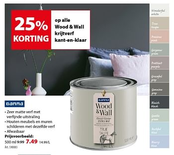 Promoties Wood + wall krijtverf kant-en-klaar - Gamma - Geldig van 07/11/2018 tot 19/11/2018 bij Gamma