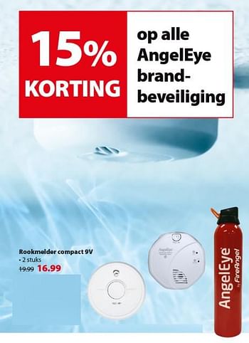 Promoties Rookmelder compact 9v - AngelEye - Geldig van 07/11/2018 tot 19/11/2018 bij Gamma