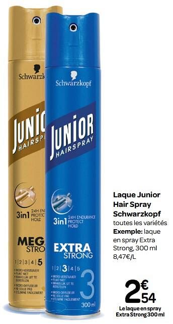 Promotions Laque junior hair spray schwarzkopf - Schwarzkopf - Valide de 07/11/2018 à 18/11/2018 chez Carrefour