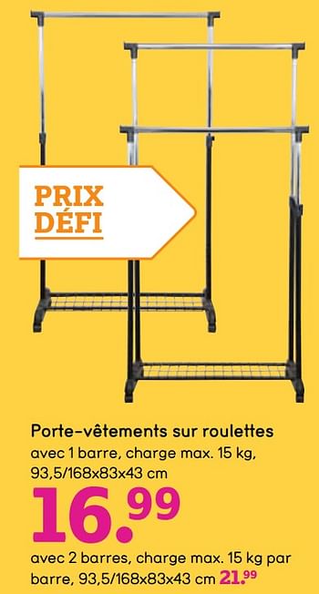 Promotions Porte-vêtements sur roulettes - Produit maison - Leen Bakker - Valide de 05/11/2018 à 18/11/2018 chez Leen Bakker
