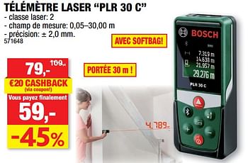 Promoties Bosch télémètre laser plr 30 c - Bosch - Geldig van 07/11/2018 tot 18/11/2018 bij Hubo
