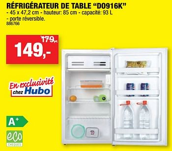 Promotions Domo réfrigérateur de table do916k - Domo - Valide de 07/11/2018 à 18/11/2018 chez Hubo
