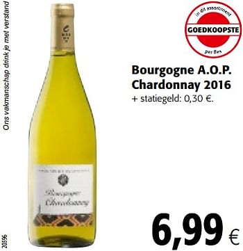 Promoties Bourgogne a.o.p. chardonnay 2016 - Witte wijnen - Geldig van 07/11/2018 tot 20/11/2018 bij Colruyt