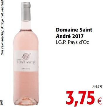 Promoties Domaine saint andré 2017 i.g.p. pays d`oc - Rosé wijnen - Geldig van 07/11/2018 tot 20/11/2018 bij Colruyt