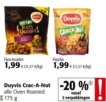 Promoties Duyvis crac-a-nut alle oven roasted - Duyvis - Geldig van 07/11/2018 tot 20/11/2018 bij Colruyt