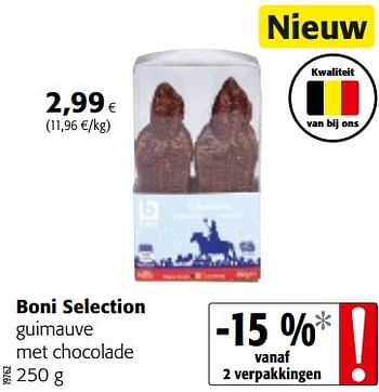 Promoties Boni selection guimauve met chocolade - Boni - Geldig van 07/11/2018 tot 20/11/2018 bij Colruyt