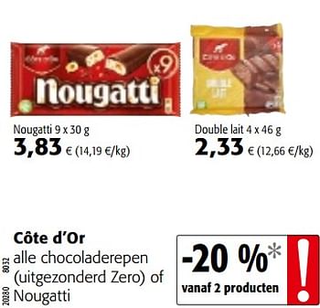 Promoties Côte d`or alle chocoladerepen - Cote D'Or - Geldig van 07/11/2018 tot 20/11/2018 bij Colruyt