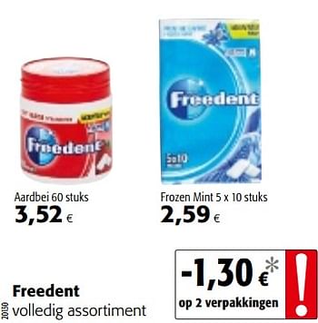 Promoties Freedent volledig assortiment - Freedent - Geldig van 07/11/2018 tot 20/11/2018 bij Colruyt