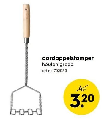 Promoties Aardappelstamper houten greep - Huismerk - Blokker - Geldig van 07/11/2018 tot 20/11/2018 bij Blokker