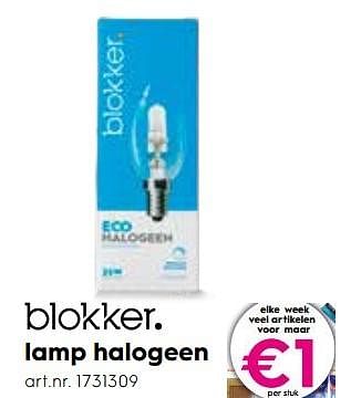 Promoties Lamp halogeen - Huismerk - Blokker - Geldig van 07/11/2018 tot 20/11/2018 bij Blokker