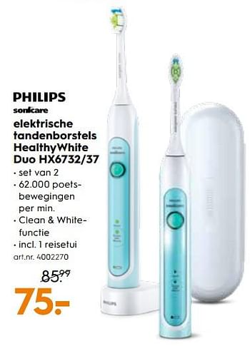 Promoties Philips elektrische tandenborstels healthywhite duo hx6732-37 - Philips - Geldig van 07/11/2018 tot 20/11/2018 bij Blokker