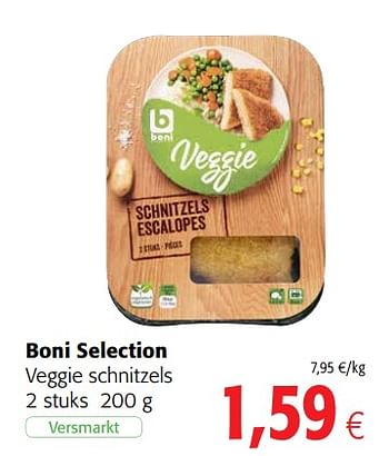 Promoties Boni selection veggie schnitzels - Boni - Geldig van 07/11/2018 tot 20/11/2018 bij Colruyt
