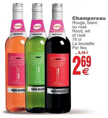 Promoties Champoreau rouge, blanc ou rosé rood, wit of rosé - Witte wijnen - Geldig van 13/11/2018 tot 19/11/2018 bij Cora