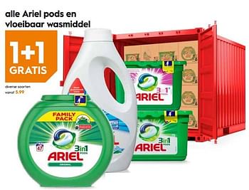 Promoties Alle ariel pods en vloeibaar wasmiddel - Ariel - Geldig van 07/11/2018 tot 20/11/2018 bij Blokker