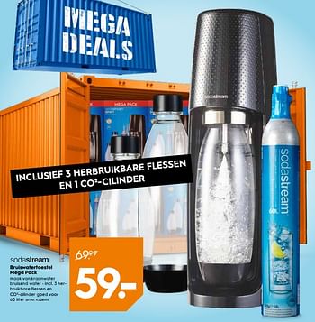 Promoties Bruiswatertoestel mega pack - Sodastream - Geldig van 07/11/2018 tot 20/11/2018 bij Blokker