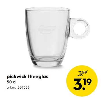 Promoties Pickwick theeglas - Pickwick - Geldig van 07/11/2018 tot 20/11/2018 bij Blokker