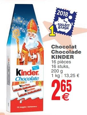 Promoties Chocolat chocolade kinder - Kinder - Geldig van 13/11/2018 tot 19/11/2018 bij Cora