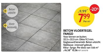 Promotions Beton vloertegel fango - Produit maison - BricoPlanit - Valide de 13/11/2018 à 03/12/2018 chez BricoPlanit