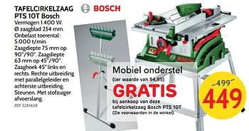 Promoties Tafelcirkelzaag pts 10t bosch - Bosch - Geldig van 13/11/2018 tot 03/12/2018 bij BricoPlanit