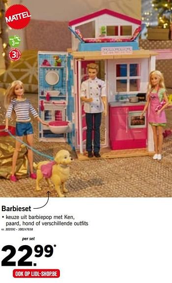 Promoties Barbieset - Mattel - Geldig van 19/11/2018 tot 24/11/2018 bij Lidl