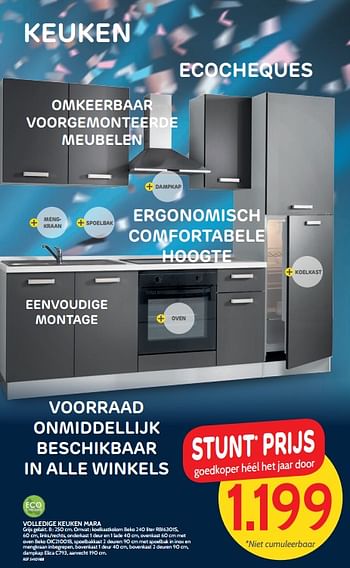 Promoties Volledige keuken mara - Huismerk - BricoPlanit - Geldig van 13/11/2018 tot 03/12/2018 bij BricoPlanit