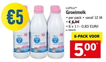 Promoties Groeimelk - Lupilu - Geldig van 19/11/2018 tot 24/11/2018 bij Lidl