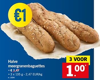 Promoties Halve meergranenbaguettes - Huismerk - Lidl - Geldig van 19/11/2018 tot 24/11/2018 bij Lidl