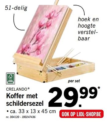 Promoties Koffer met schildersezel - Crelando - Geldig van 19/11/2018 tot 24/11/2018 bij Lidl