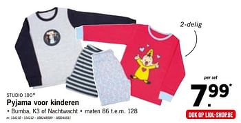 Promotions Pyjama voor kinderen - Studio 100 - Valide de 19/11/2018 à 24/11/2018 chez Lidl