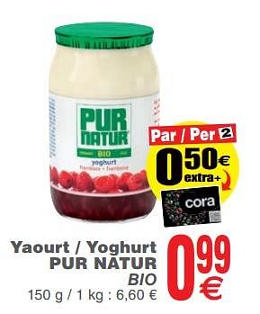 Promotions Yaourt - yoghurt pur natur bio - Pur Natur - Valide de 13/11/2018 à 19/11/2018 chez Cora