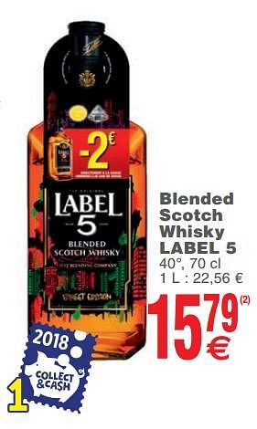 Promotions Blended scotch whisky label 5 - Label 5 - Valide de 13/11/2018 à 19/11/2018 chez Cora