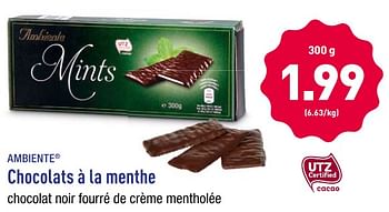 Promoties Chocolats à la menthe - Ambiente - Geldig van 12/11/2018 tot 17/11/2018 bij Aldi