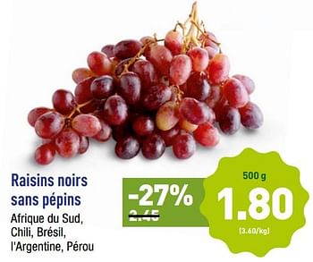 Promotions Raisins noirs sans pépins - Produit maison - Aldi - Valide de 12/11/2018 à 17/11/2018 chez Aldi