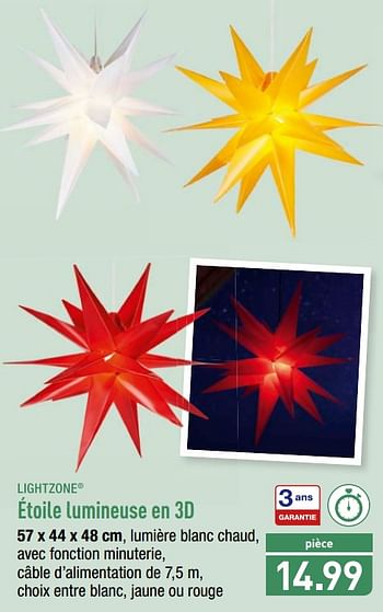 Promoties Étoile lumineuse en 3d - Lightzone - Geldig van 12/11/2018 tot 17/11/2018 bij Aldi
