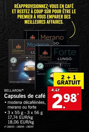 Promoties Bellarom capsules de café - Bellarom - Geldig van 19/11/2018 tot 24/11/2018 bij Lidl