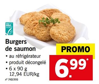 Promotions Burgers de saumon - Produit maison - Lidl - Valide de 19/11/2018 à 24/11/2018 chez Lidl