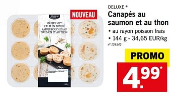 Promoties Canapés au saumon et au thon - Deluxe - Geldig van 19/11/2018 tot 24/11/2018 bij Lidl