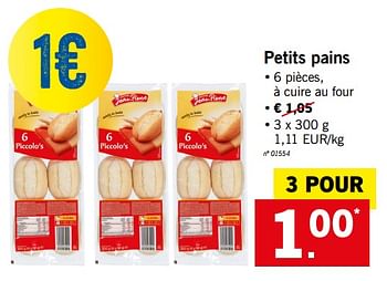 Promotions Petits pains - Produit maison - Lidl - Valide de 19/11/2018 à 24/11/2018 chez Lidl