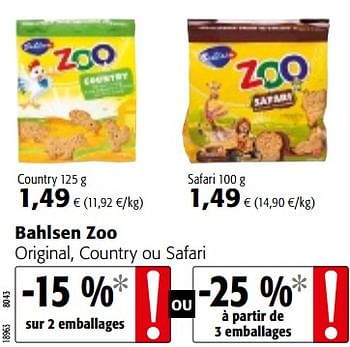 Promoties Bahlsen zoo original, country ou safari - Bahlsen - Geldig van 07/11/2018 tot 20/11/2018 bij Colruyt