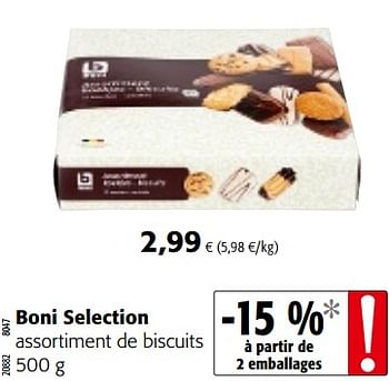 Promoties Boni selection assortiment de biscuits - Boni - Geldig van 07/11/2018 tot 20/11/2018 bij Colruyt