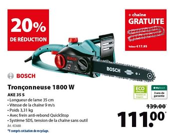 Promotions Bosch tronçonneuse 1800 w ake 35s - Bosch - Valide de 07/11/2018 à 19/11/2018 chez Gamma