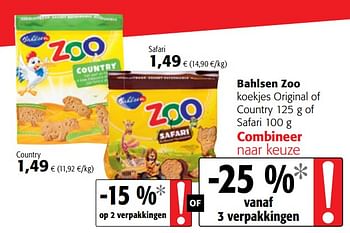 Promoties Bahlsen zoo koekjes original of country of safari - Bahlsen - Geldig van 07/11/2018 tot 20/11/2018 bij Colruyt