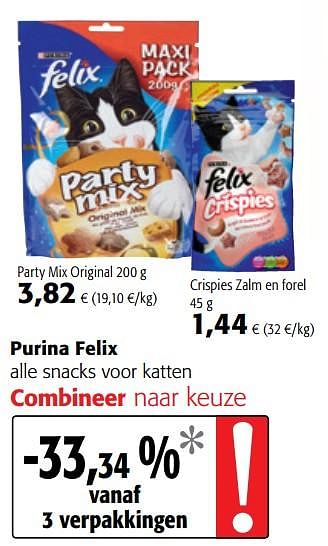 Promoties Purina felix alle snacks voor katten - Purina - Geldig van 07/11/2018 tot 20/11/2018 bij Colruyt