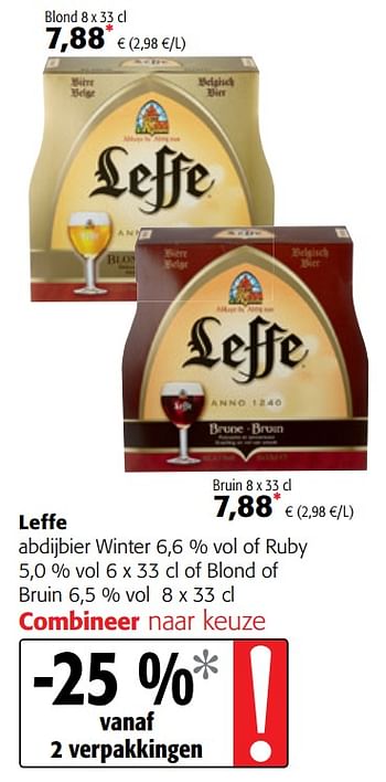 Promoties Leffe abdijbier winter of ruby of blond of bruin - Leffe - Geldig van 07/11/2018 tot 20/11/2018 bij Colruyt